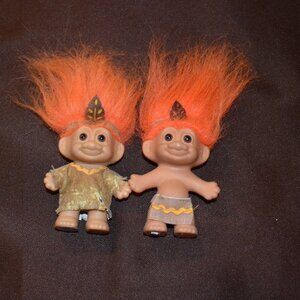 American Native Boy and Girl Troll Dolls  - 1990's